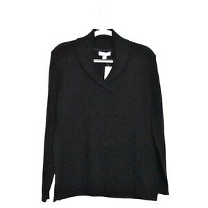 Charter Club Core Cotton Essential Long Sleeve Preppy Sweater Black Size M